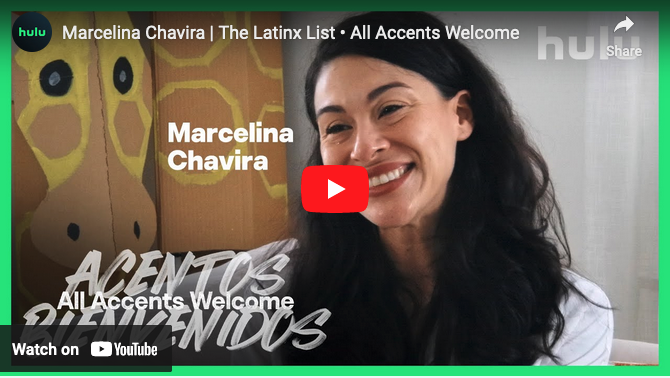 Still from an interview with Marcelina Chavira in the Hulu video "The Latinx List All Accents Welcome"